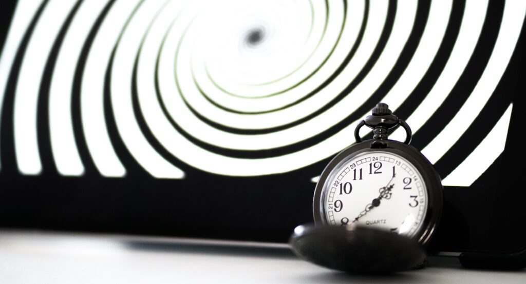 silver pocket watch at 10 00, hypnosis