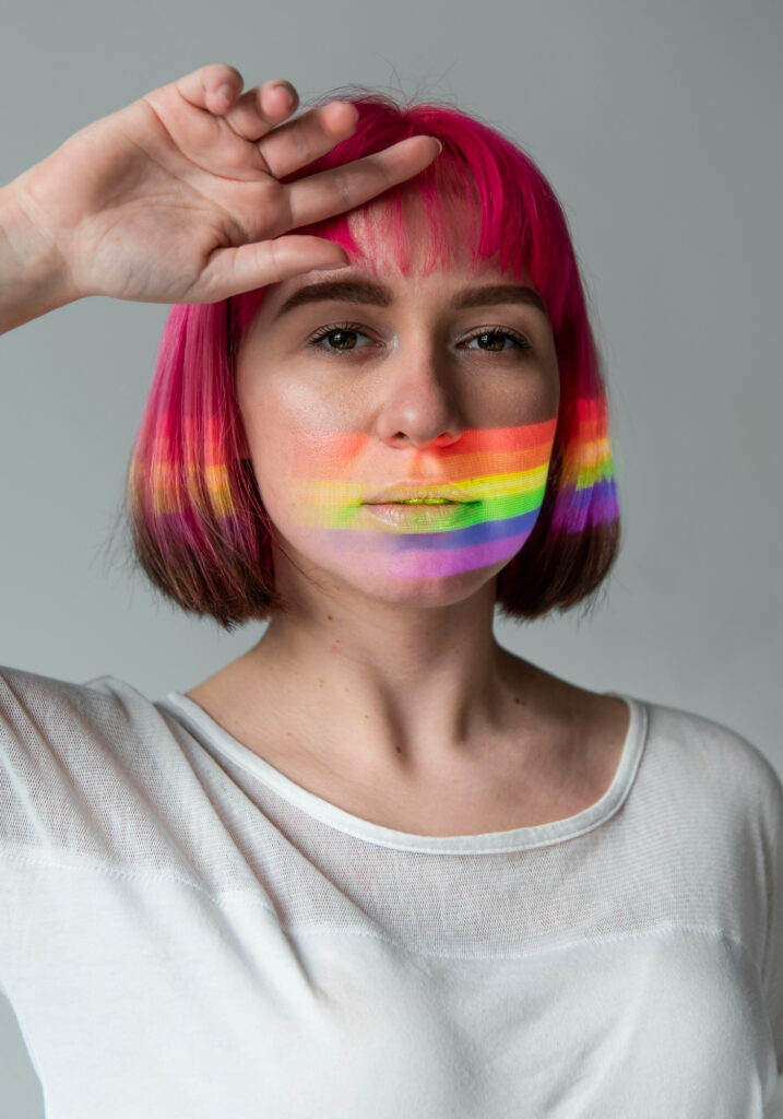 portrait woman with lgbt symbol